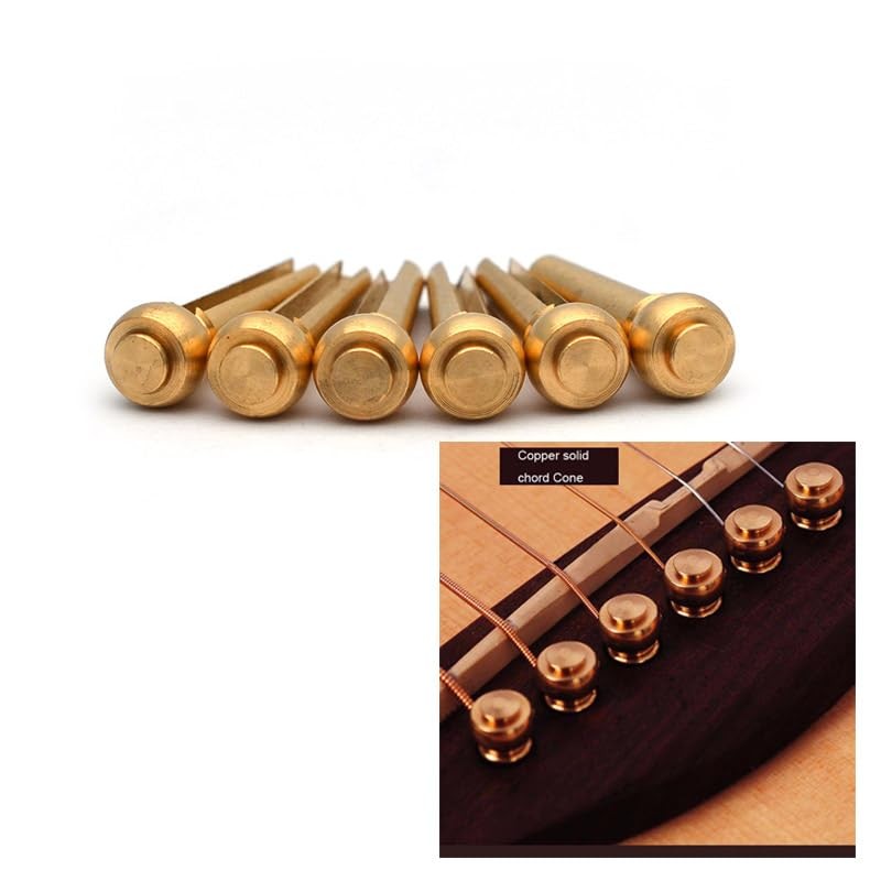 6Pcs Brass Acoustic Guitar Bridge Pins Guitar Strings Fixed Cone String Pins ...