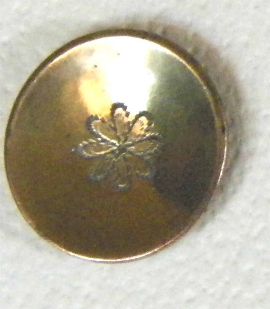 Bb Very OLD Brass BUTTON Rosette medium Concave contour "GILT" /garland backmark