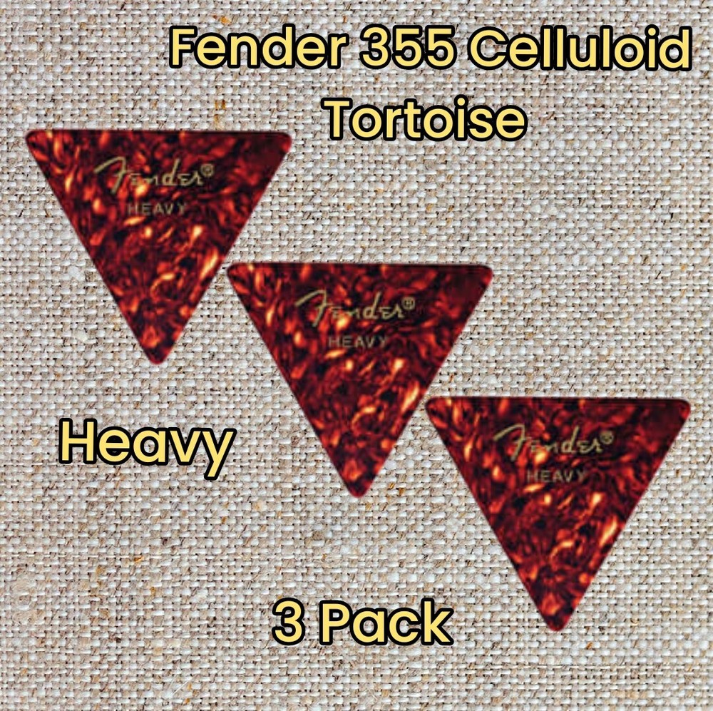 Fender Triangle Tortoise Celluloid 355 Heavy Picks 3 Pack