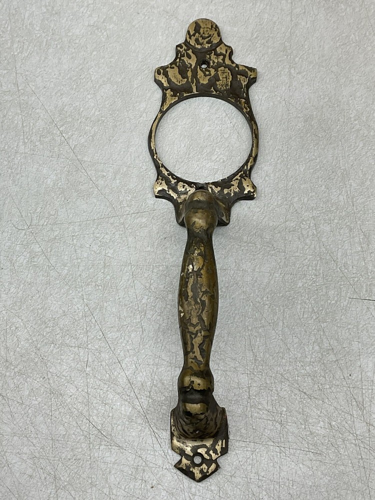 Brutalist MCM Heavy Brass Front Door Knob Handle Pull Mid Century Modern