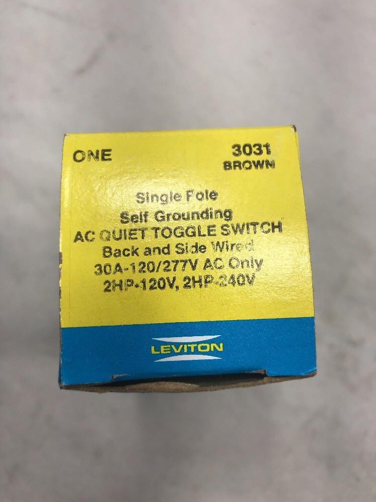 Leviton 3031 Brown Single Pole Self Grounding Switch