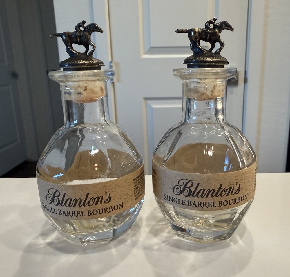 2 Miniature Blanton’s Single Barrel Bourbon Whiskey Bottle 50ml Mini EMPTY