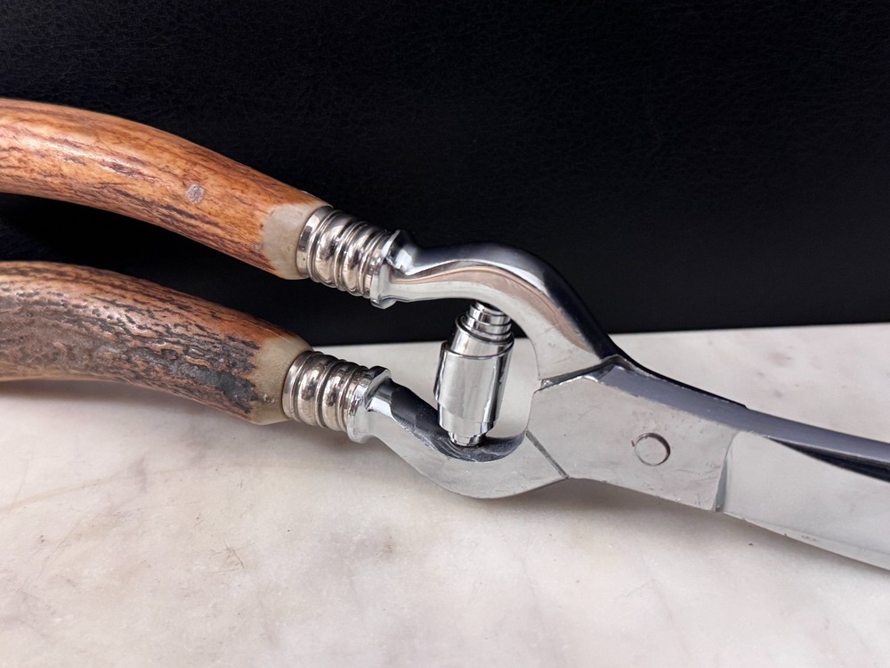 Custom German Stainless Kitchen Poultry Shears Stag Handle, Fork Tip, Take-Apart
