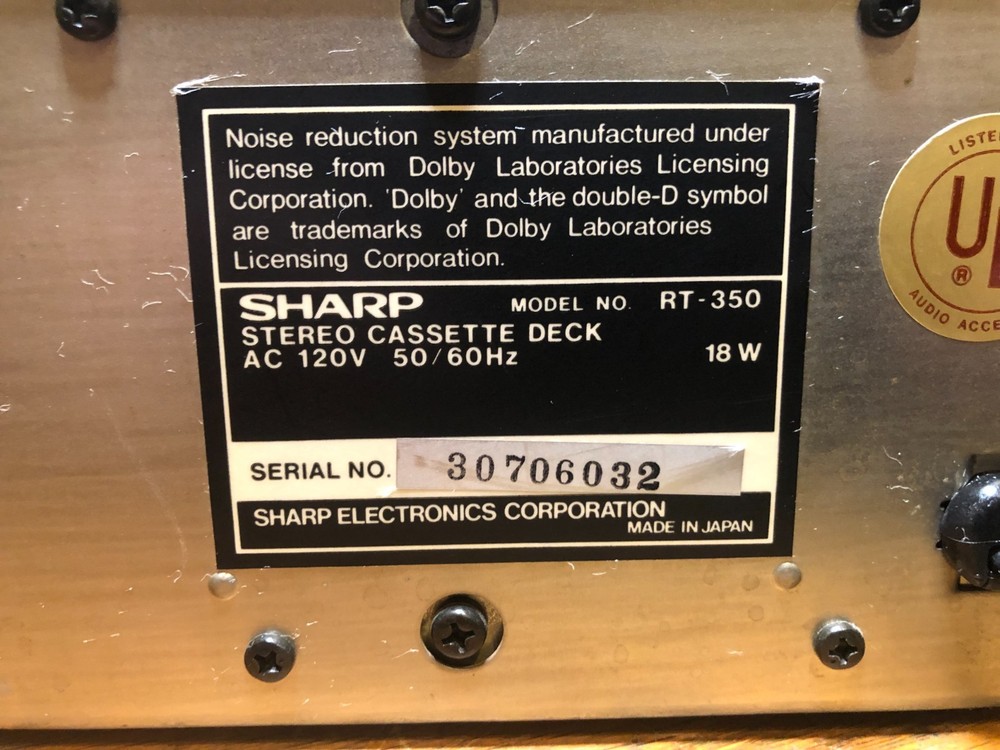 Working Vintage Sharp RT-350 Auto-Reverse Stereo Cassette Deck