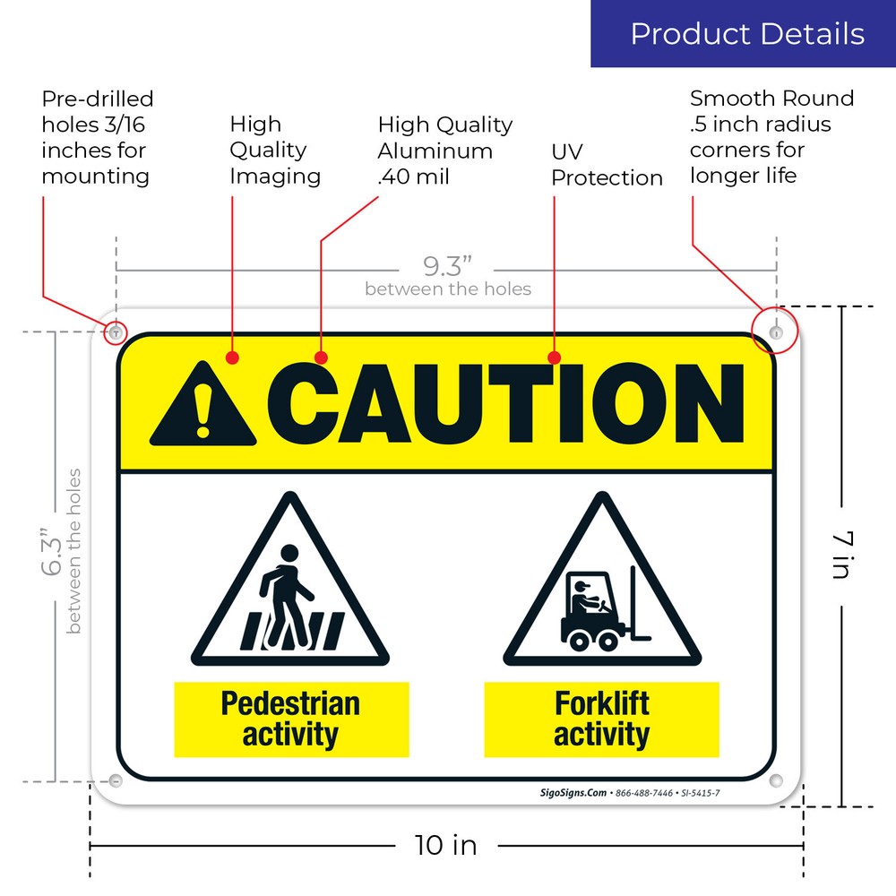 Pedestrian Activity Forklift Activity Sign, ANSI Caution Sign,