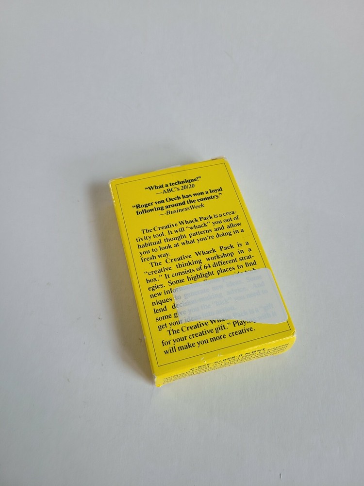 Creative Whack Pack Roger von Oech's -1992 Edition - Card Deck + Booklet