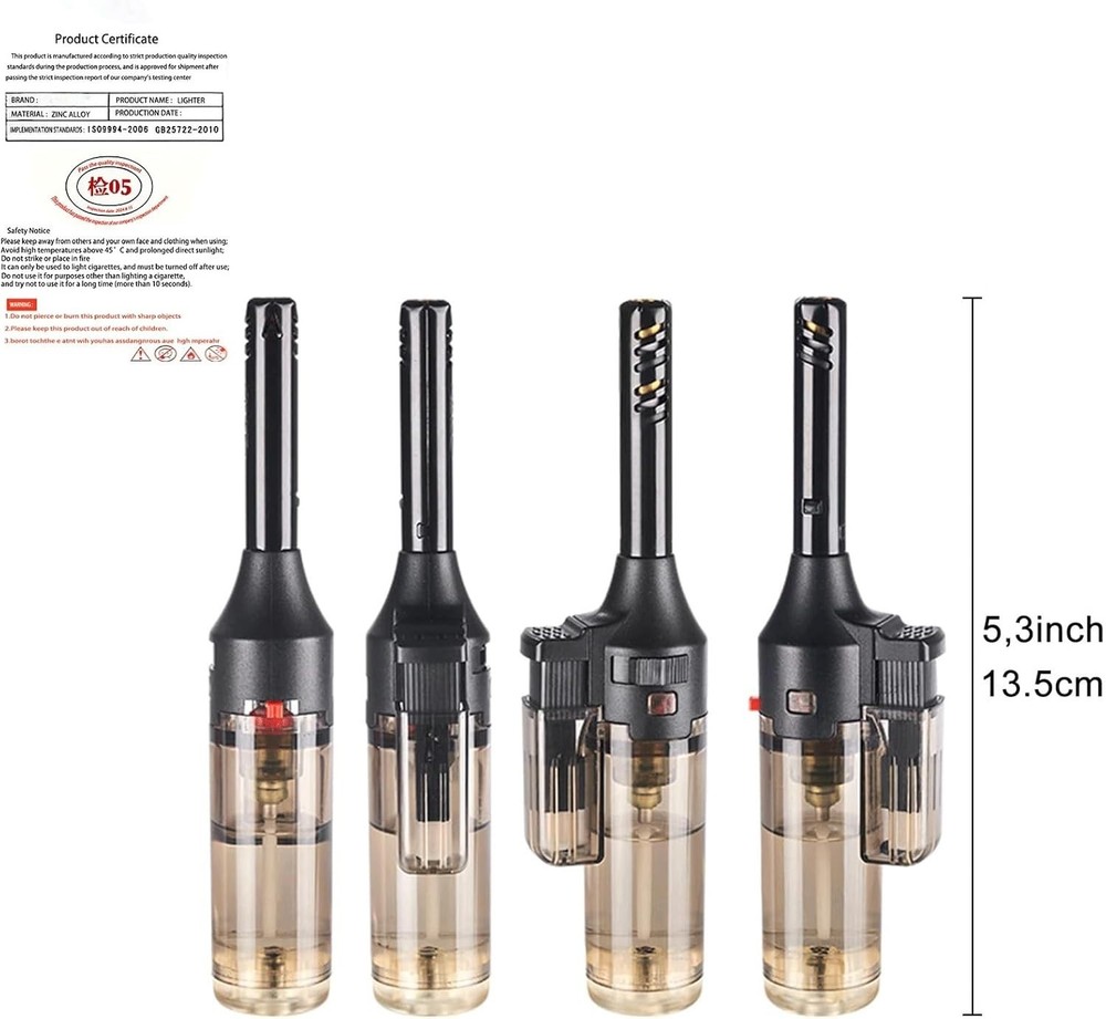 Torch Lighter, 4 Pack Green Flame Jet Lighter, Adjustable Flame Windproof Lighte