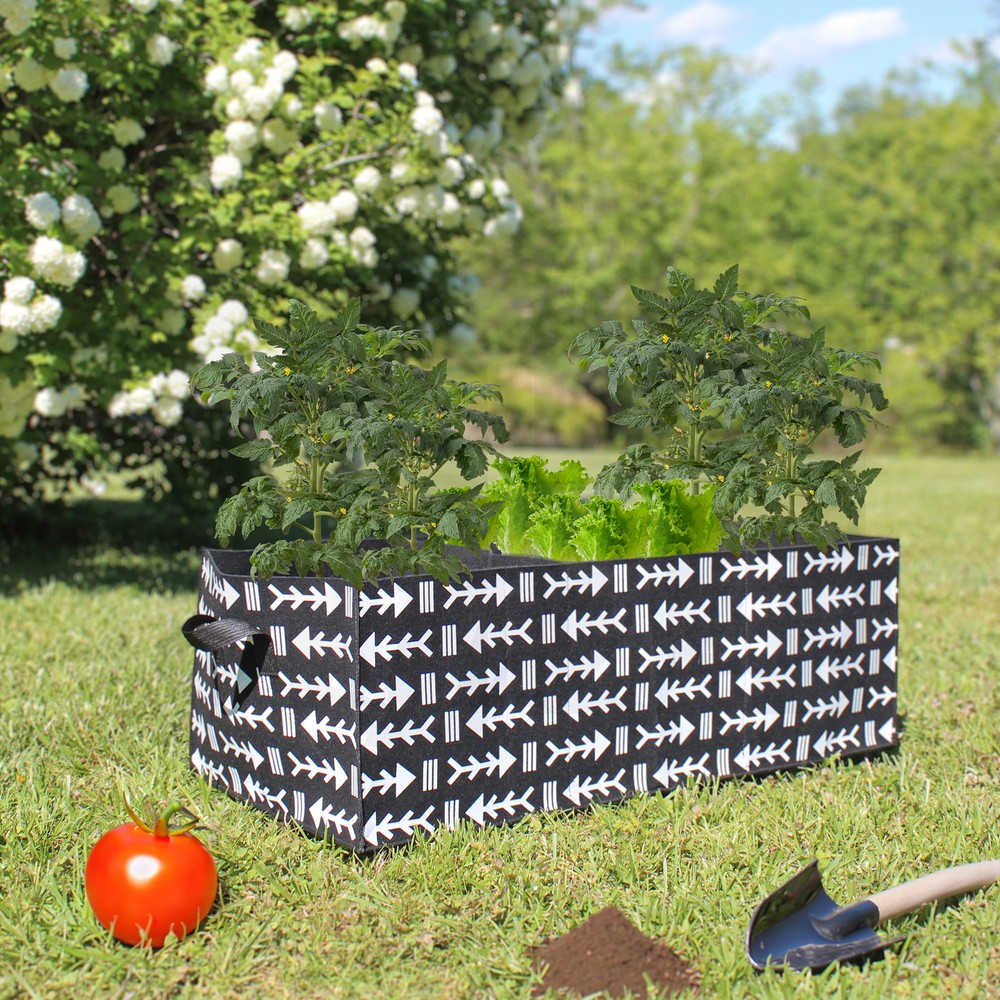 30 Gallon Large Rectangular Grow Bag, 3-Section Fabric Raised Bed Planter