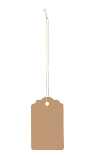 500 Strung Price Tags 1 ½” x 1” Khaki White Back String Merchandise Pricing Tag