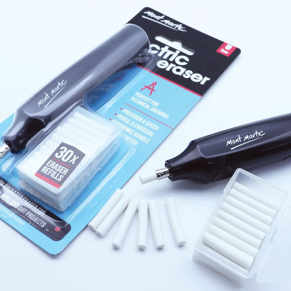 Mont Marte Electric Eraser, Includes 30 Eraser Refills. Suitable for Use with Gr