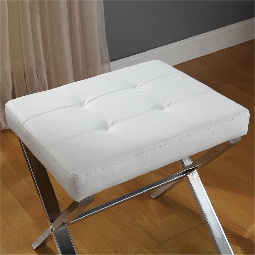 Carolina Classics Elisabetta Vanity Bench White/Chrome