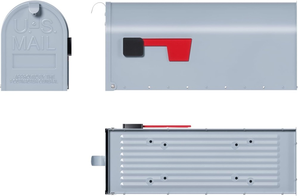 Stylish Post-Mount Mailbox with Flag - Medium Galvanized Steel, Fully Assembled