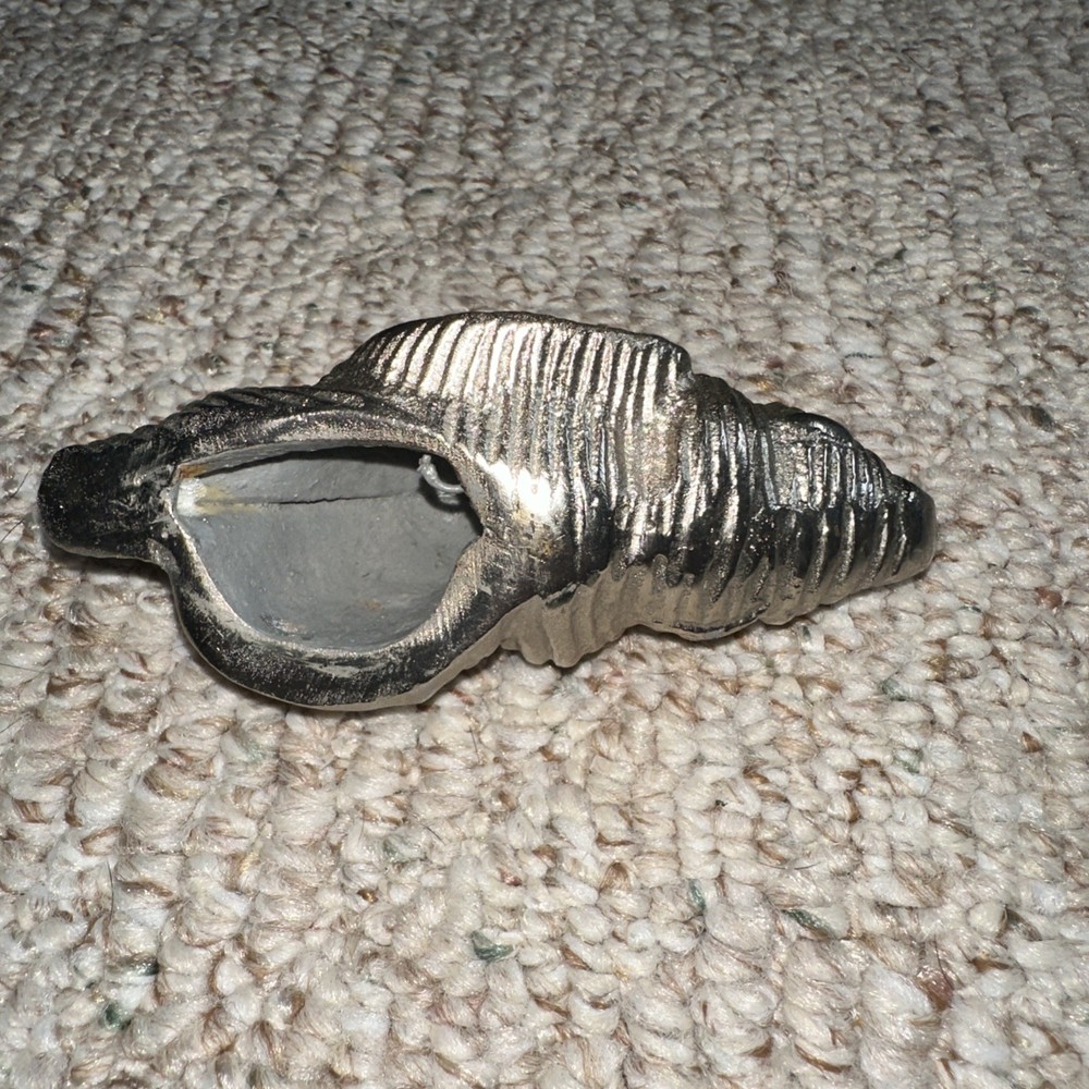 Small Silver Metal Conch Shell beach house Decorative Dislpay