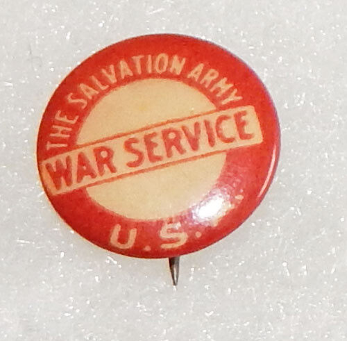 WWI Salvation Army War service  Pin Back Button