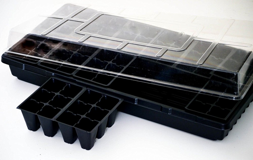 1 Seed Starting Kit, Growing Kit, 1 Flat, 1 Medium Cell Tray, 1 Plastic Dome