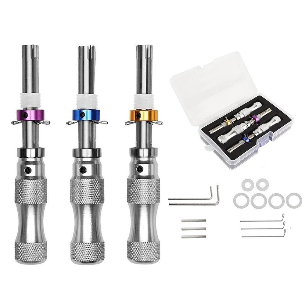3PC 7 Pin Advanced Tubular Lock Tool Set For Padlock Hook Tool Seal Pick Puller