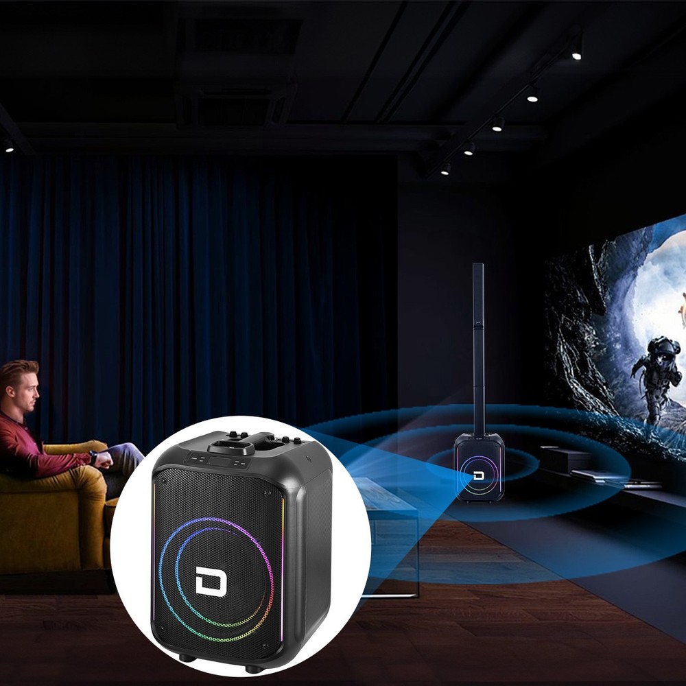 12"Portable Line Array Column PA System Sub Bass Bluetooth Mic Remote LED Lights