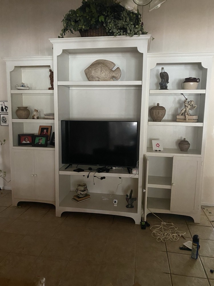 Solid Oak Entertainment Center Three Sections