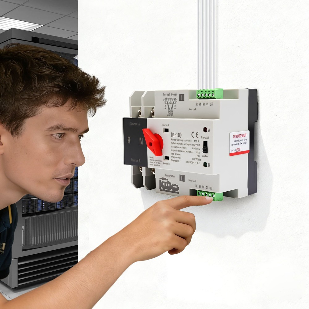 100A Automatic Transfer Switch 2P Power Generator Changeover Switch Dual Power
