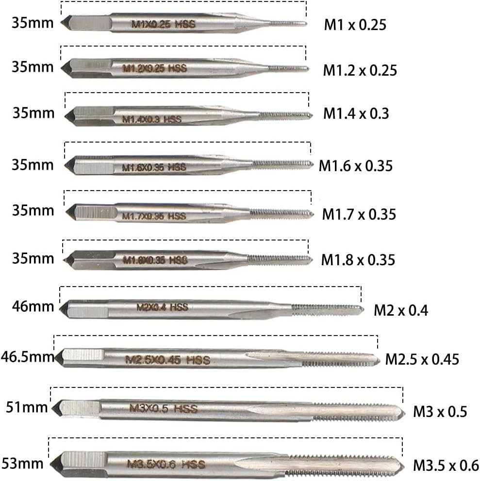 Professional 10-Piece High-Speed Micro Tap Set with Wrench for Precision Work
