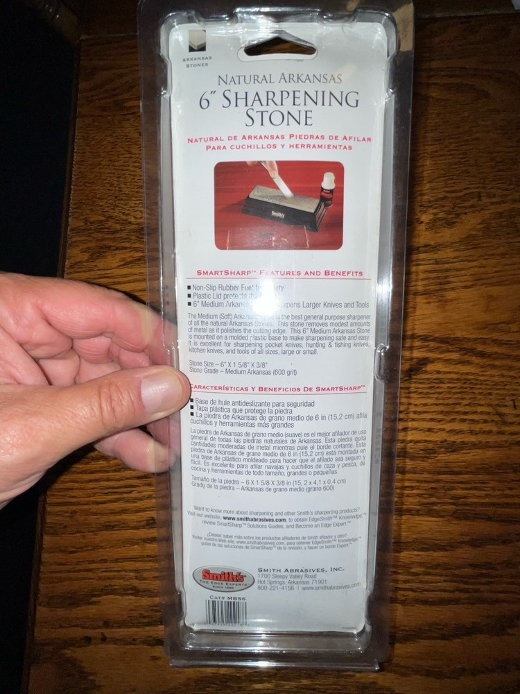 Smith's Medium (Soft) Natural Arkansas Sharpening Stone - 6 Inch -