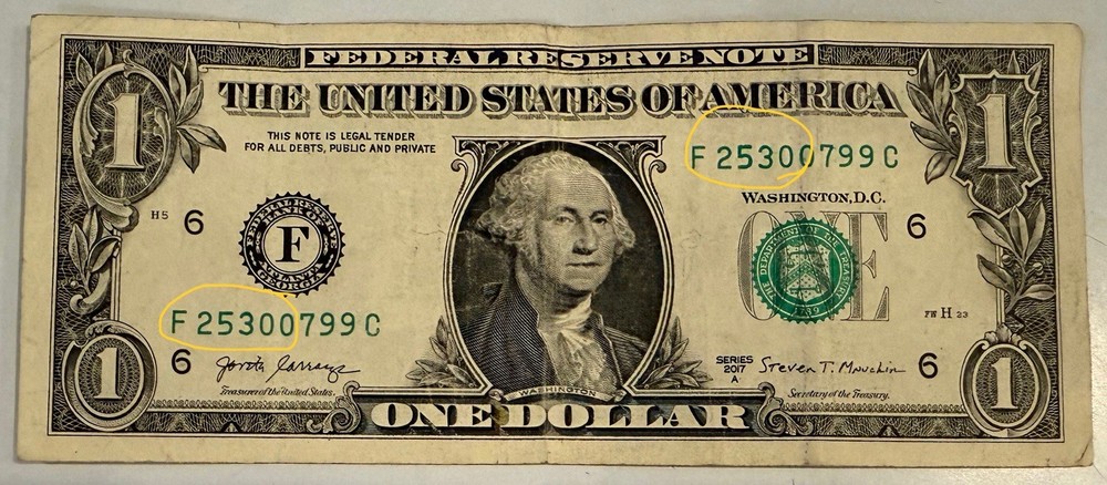 FRN One Dollar Error Ink Drop 2017