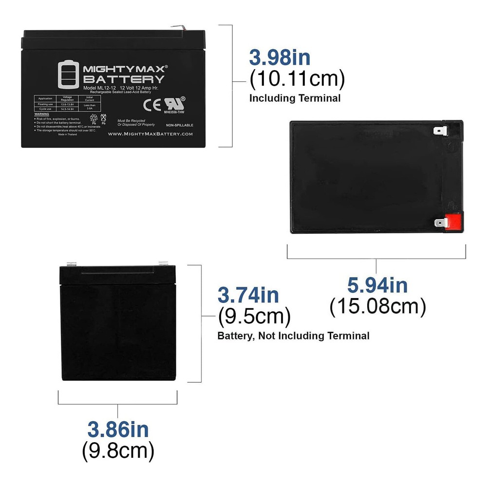 Mighty Max 12V 12AH SLA Replacement Battery for Weize AGM WP12-12