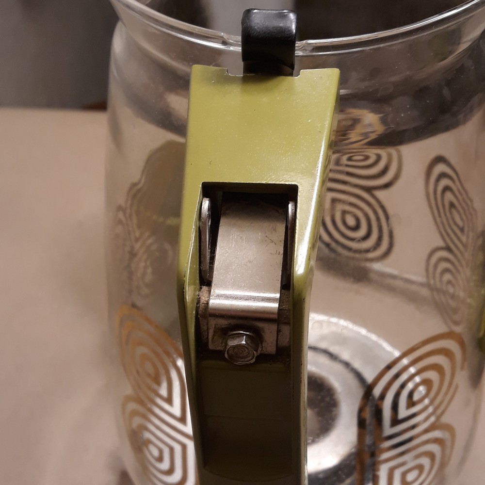 SUNBEAM COFFEEMASTER PERCOLATOR GREEN GLASS P-BT Missing Push Button On Handle