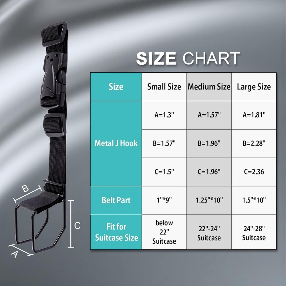 J Hook Luggage Strap Add a Bag Hook Hanger Strap, Adjustable Small size