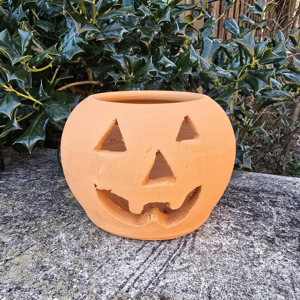 Small Handmade Craven Pottery Jack-o-lantern Planter Pot