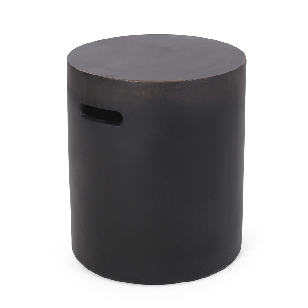 Outdoor Lightweight Concrete Side Table, Antique Copper