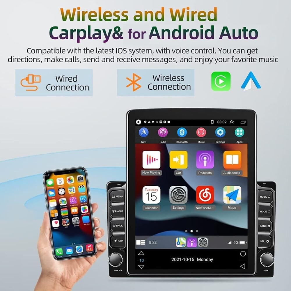 Android 13 Car Stereo 9.7" Touch Screen Wireless Carplay Android Auto