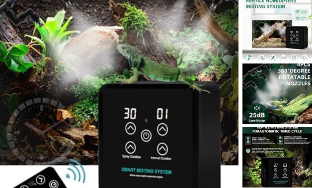Automatic Reptile Mister Humidifier with Timer,Programmable Terrarium black