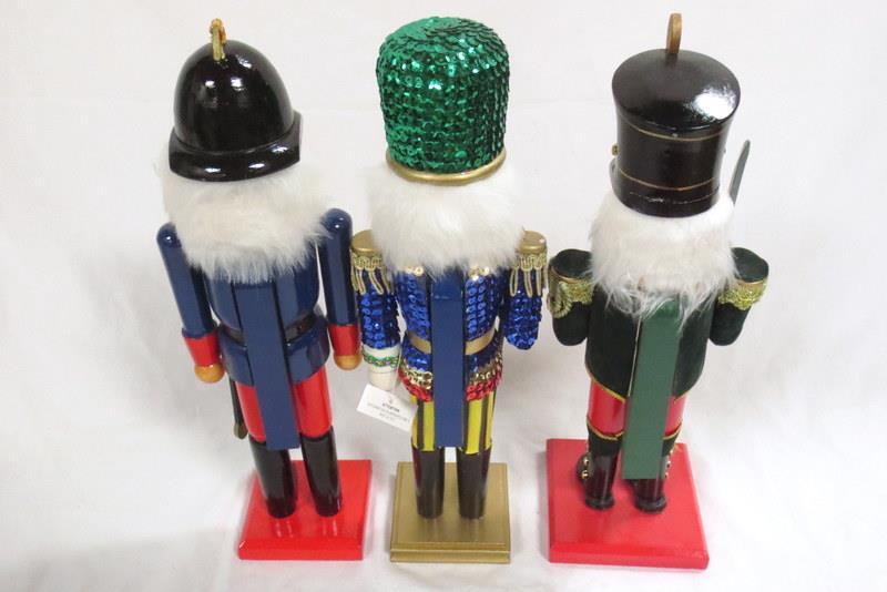 3 Nice Looking Wooden Nutcrackers - Approx. 15" tall