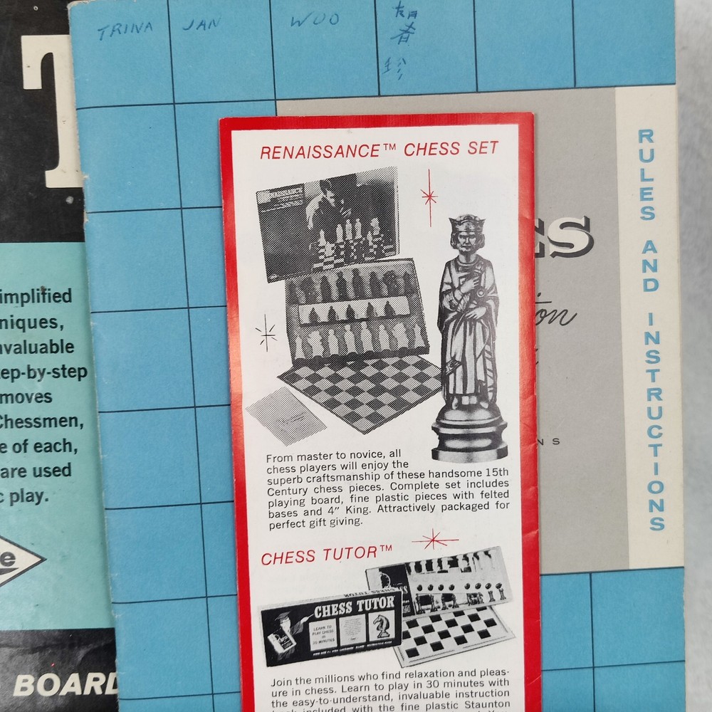 Vintage E.S. Lowe Company CHESS TUTOR 1955 game