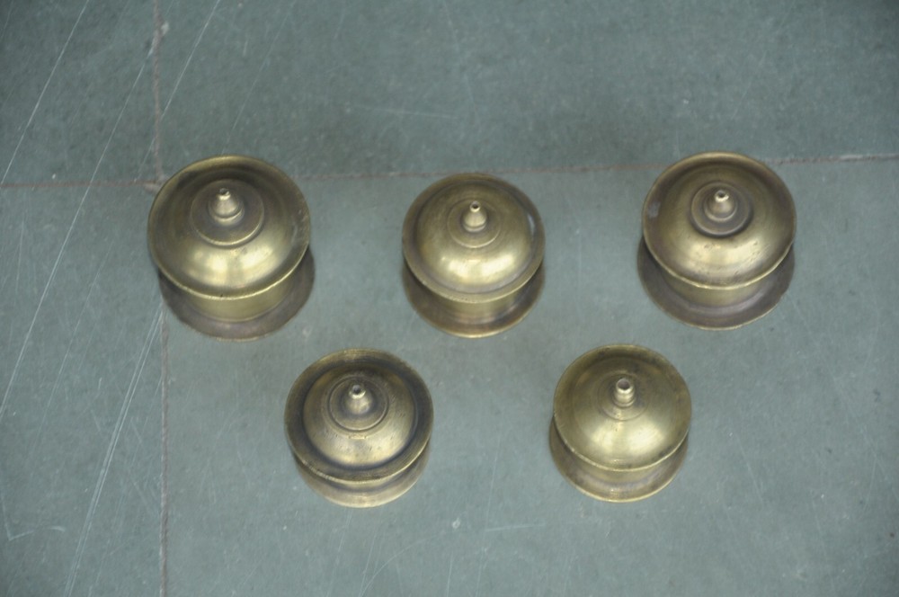 5 Pc Vintage Brass Handcrafted Fine Quality Different Pill/Powder Boxes