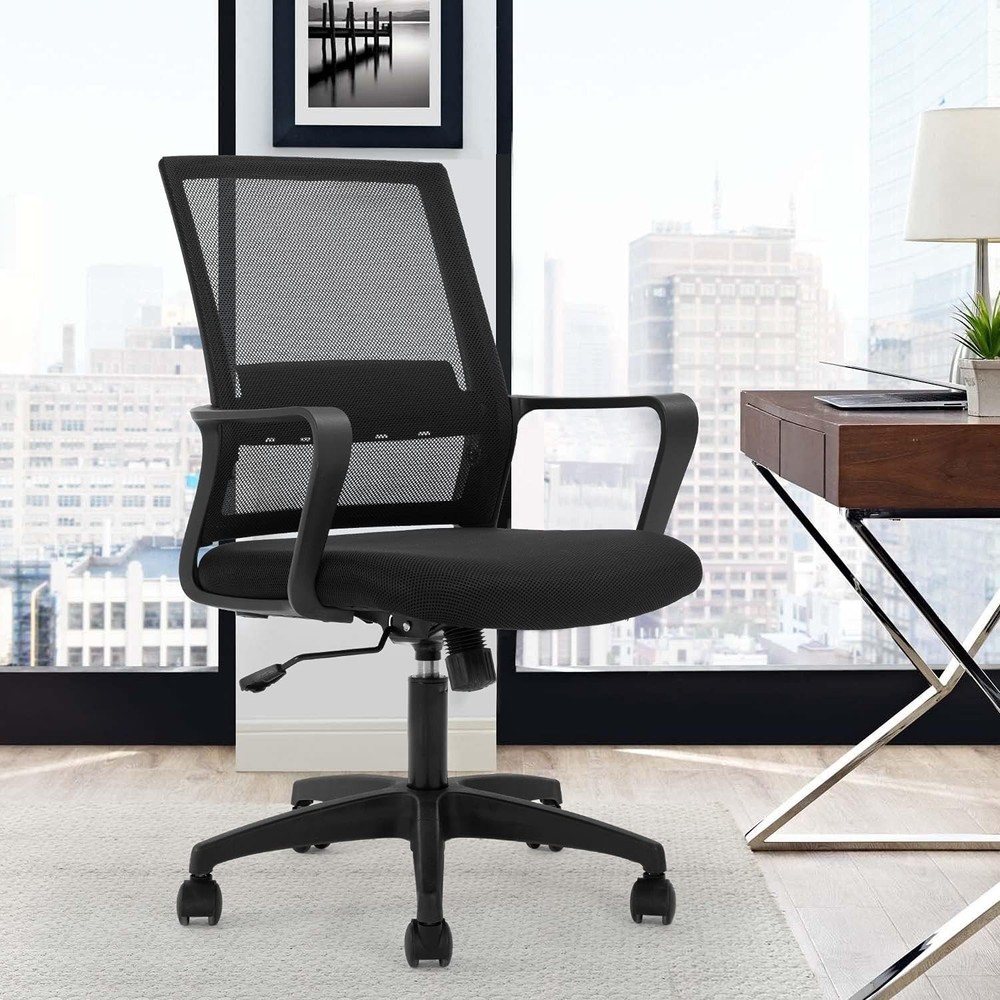 Executive Ergonomic Office Chair with Adjustable Height & Armrests - Black Mesh