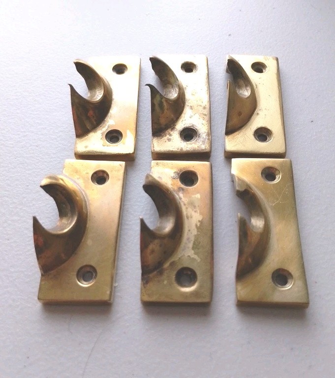 6 x Sash Solid Brass Window Catches with Screws