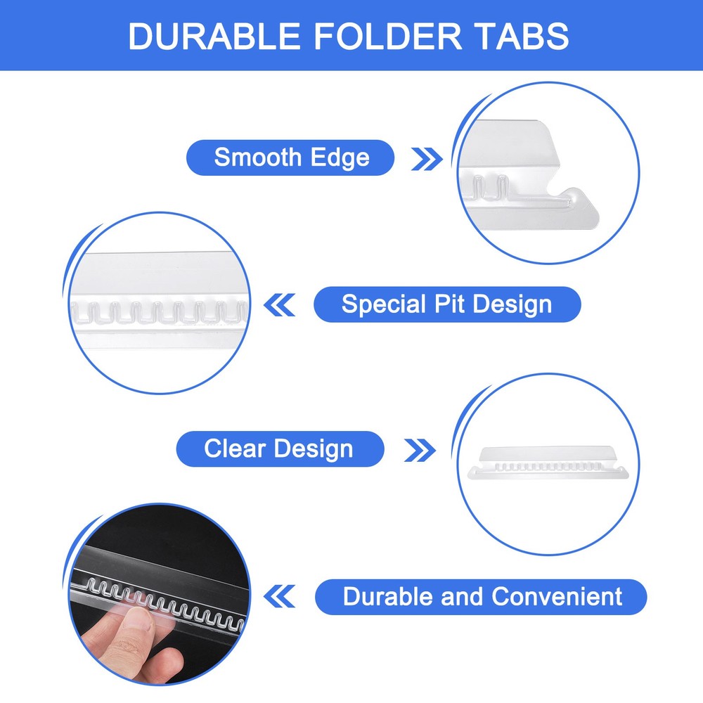 Hanging File Folder Tabs, 4 Inch File Folder Tabs and Inserts, Clear, 100 Pcs