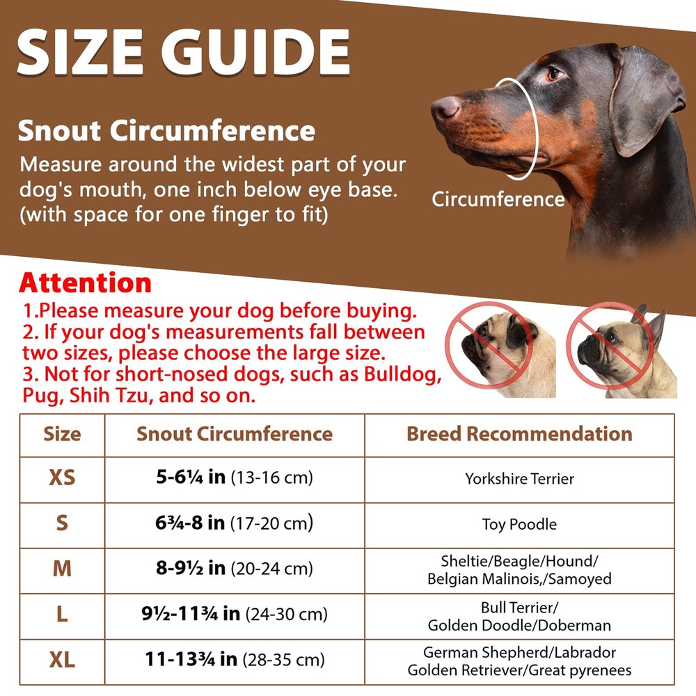 Dog Muzzle Leather, Soft Secure Anti-Barking Leather Muzzle for Large Sized D...