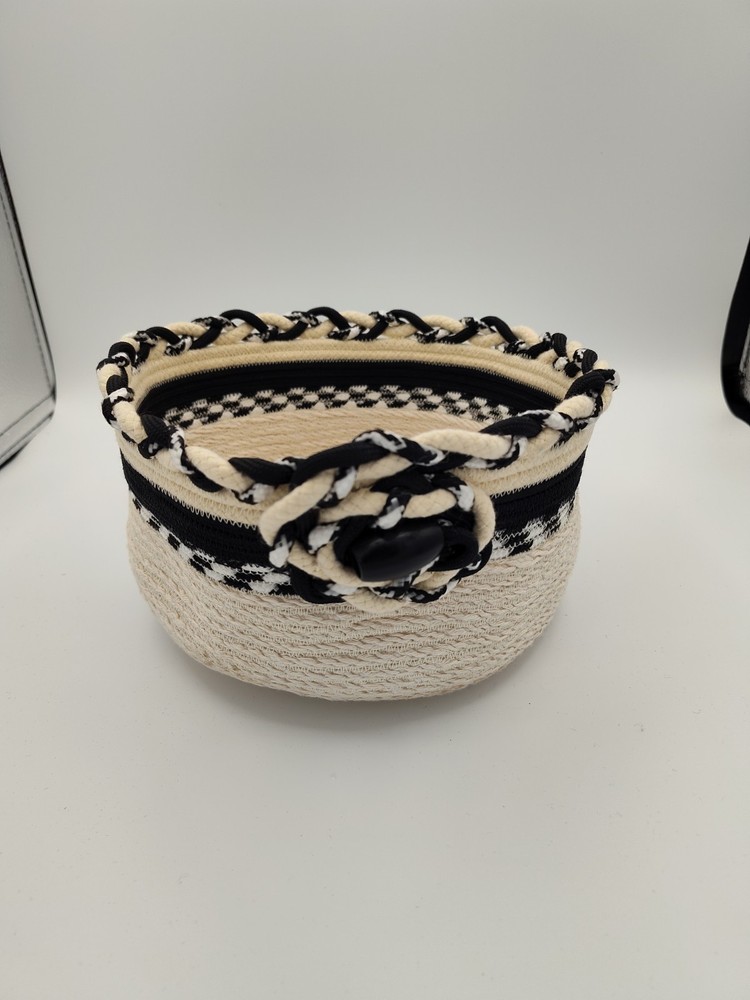 Beautiful Handmade Coiled Rope Bowl Fabric