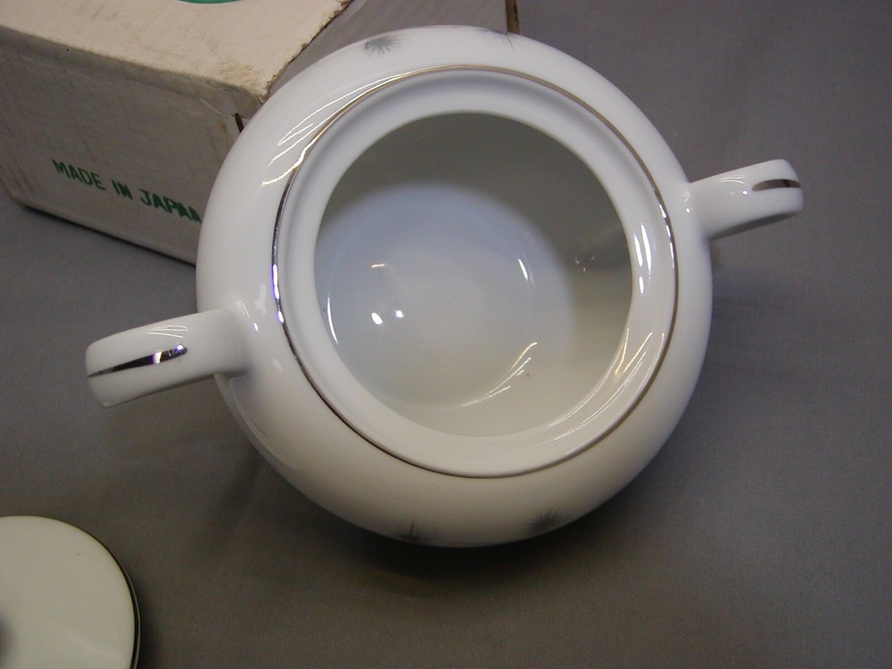 NEW CREATIVE FINE CHINA PLATINUM STARBURST SUGAR BOWL