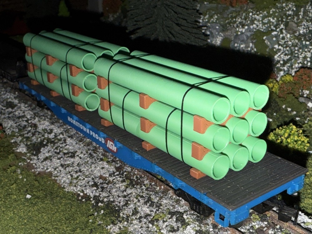 1:87 Ho Scale 20ft Green Pipe Load/decor - Tall Stack (2.75in Long)