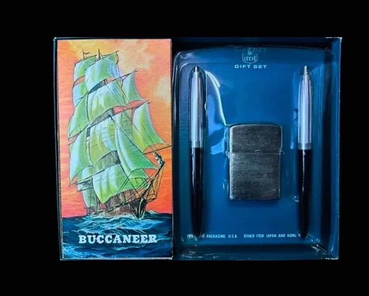 Crest Buccaneer Pens & Lighter Gift Set — 1960s