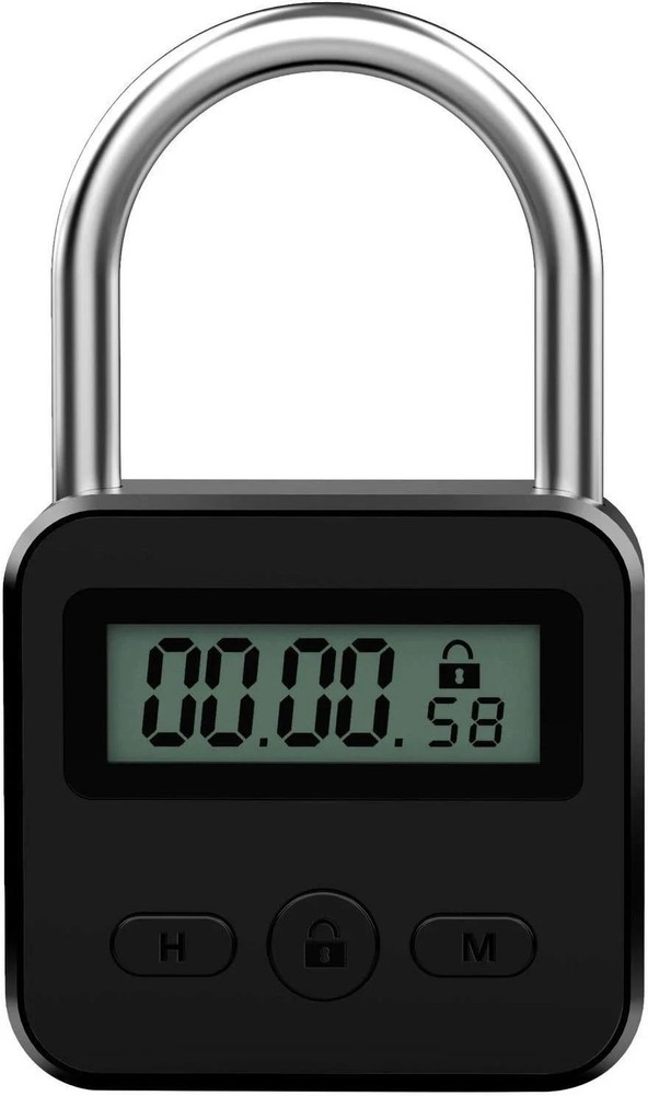 Metal Timer Lock - Electronic Time Padlock with LCD Display - USB Rechargeable (