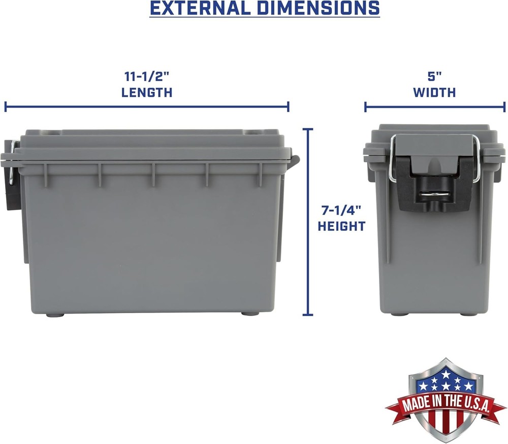 Ammo Storage Box - Gray, 1-Pack, Water Resistant