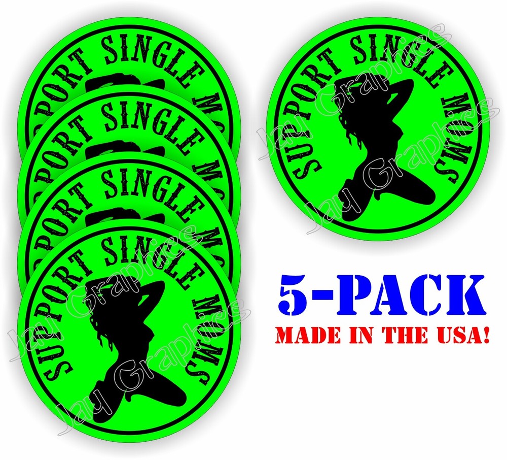 5 Funny Support Single Moms Hard Hat Stickers | Welding Helmet Decals Stripper