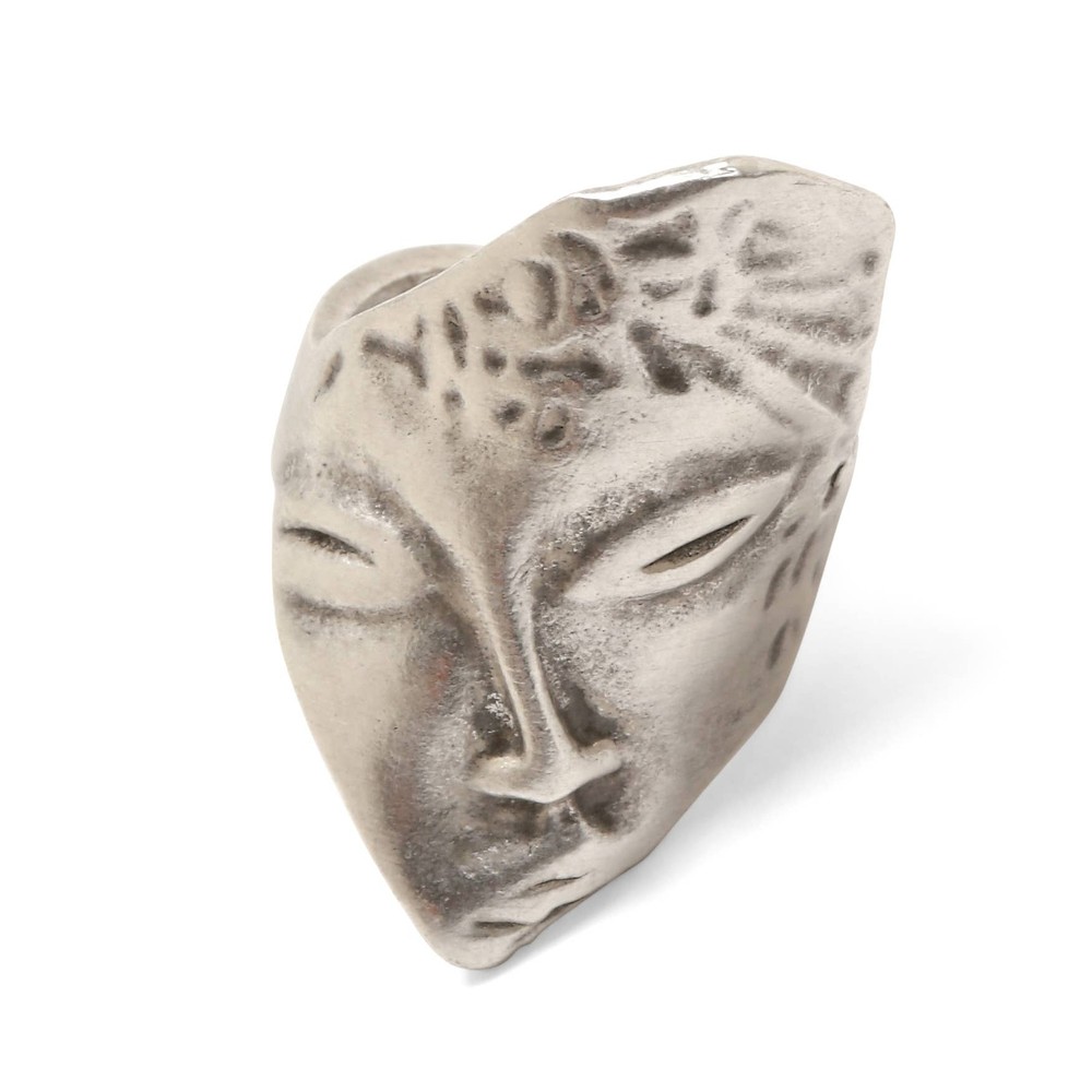 Handmade Face Silver Plated Ring