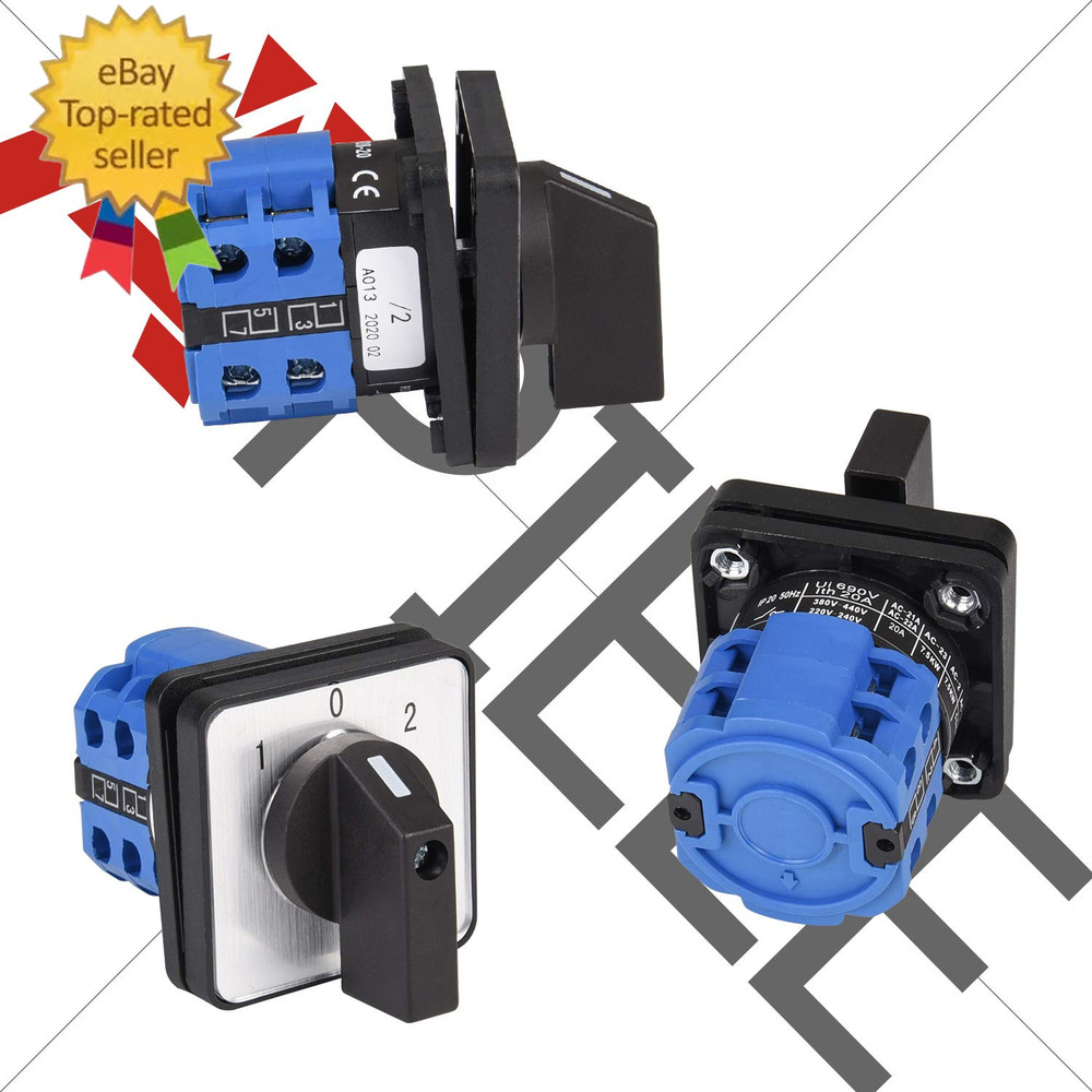 Changeover Selector Switch 3 Position 440V Universal Rotary Cam Selector (20A 8