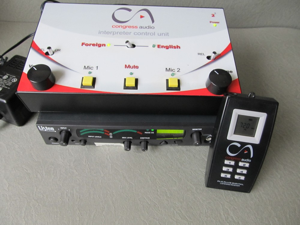 Congress Audio Interpreter Control Panel w/LT-800 Transmitter & 3x PL6 Receivers
